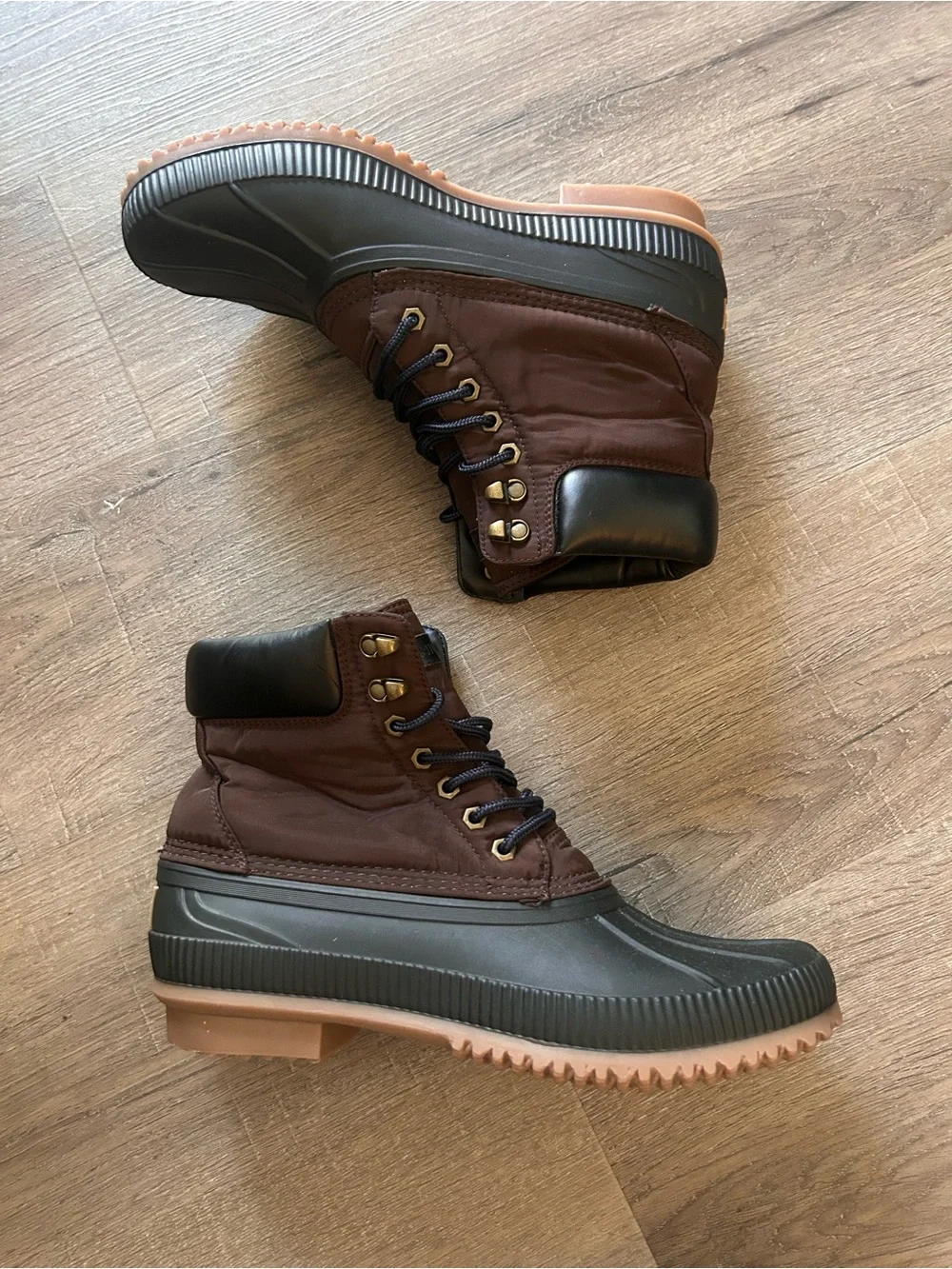 Tommy Hilfiger Men's Waterproof Duck Rain Boots Brown Lace Up Size 10